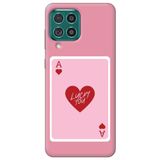 WANNA PROTECT Samsung M22 ile Uyumlu Pembe, Lucky You Desenli, İçi Kadife Silikon Telefon Kılıfı lansmankilif_216