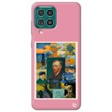 WANNA PROTECT Samsung M22 ile Uyumlu Pembe Premium İçi Kadife Van Gogh Desenli Silikon Telefon Kılıfı
