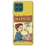 WANNA PROTECT Samsung M22 ile Uyumlu Sarı, İçi Kadife, WARNING Girl Power Desenli Silikon Telefon Kılıfı warninggirlpower_216