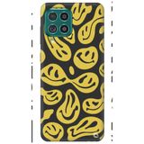 WANNA PROTECT Samsung M22 ile Uyumlu Sarı Premium İçi Kadife Gülücük Desenli Silikon Telefon Kılıfı