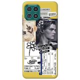 WANNA PROTECT Samsung M22 ile Uyumlu Sarı Premium İçi Kadife Kolaj Desenli Silikon Telefon Kılıfı