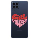WANNA PROTECT Samsung M22 ile Uyumlu Şeffaf Silikon Kılıf, Kalp Girl Power Desenli kalpgirlpower_216
