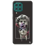 WANNA PROTECT Samsung M22 ile Uyumlu Siyah Premium İçi Kadife David Desenli Silikon Telefon Kılıfı