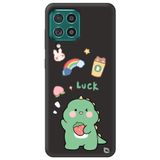 WANNA PROTECT Samsung M22 ile Uyumlu Siyah Premium İçi Kadife Dinozor Desenli Silikon Telefon Kılıfı