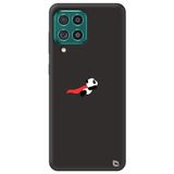 WANNA PROTECT Samsung M22 ile Uyumlu Siyah Premium İçi Kadife Uçan Panda Desenli Silikon Telefon Kılıfı