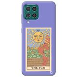 WANNA PROTECT Samsung M22 Uyumlu Lila Premium İçi Kadife Tarot Sun Desenli Silikon Telefon Kılıfı