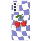 WANNA PROTECT Samsung M23 ile Uyumlu Lila Dama Kiraz Desenli Silikon Telefon Kılıfı, İç Kadife lansmankilif_208