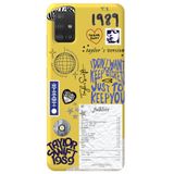 WANNA PROTECT Samsung M51 ile Uyumlu Sarı, İçi Kadife, Taylor Swift Sticker Desenli Silikon Telefon Kılıfı