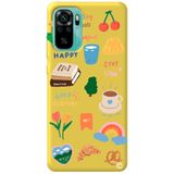 WANNA PROTECT Xiaomi Redmi Note 10 ile Uyumlu Sarı Renkli Sticker Desenli Kadife İç Silikon Telefon Kılıfı Stickerr_187