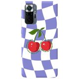 WANNA PROTECT Xiaomi Redmi Note 10 Pro ile Uyumlu Lila Dama Kiraz Desenli İçi Kadife Silikon Telefon Kılıfı lansmankilif_188