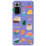 WANNA PROTECT Xiaomi Redmi Note 10 Pro ile Uyumlu Lila Renkli Sticker Desenli Silikon Telefon Kılıfı, Kadife İç Stickerr_188