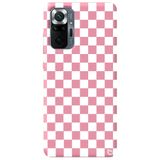 WANNA PROTECT Xiaomi Redmi Note 10 Pro ile Uyumlu Pembe Dama Desenli Silikon Telefon Kılıfı, Kadifeli İç Yüzey dama_188