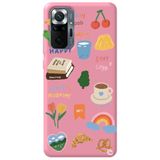 WANNA PROTECT Xiaomi Redmi Note 10 Pro ile Uyumlu Pembe Renkli Sticker Desenli Silikon Telefon Kılıfı, Kadife İç Stickerr_188
