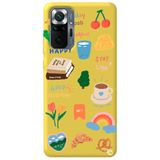 WANNA PROTECT Xiaomi Redmi Note 10 Pro ile Uyumlu Sarı Renkli Sticker Desenli Kadife İç Silikon Telefon Kılıfı Stickerr_188