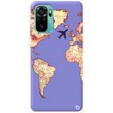 WANNA PROTECT Xiaomi Redmi Note 10 Uyumlu Dünya Harita Desenli Silikon Telefon Kılıfı, Kadife İç, Lila dunyaharita_187