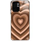 WANNA PROTECT Xiaomi Redmi Note 10s ile Uyumlu Kalpler Premium Desenli Glossy Telefon Kılıfı, Kahverengi