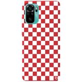 WANNA PROTECT Xiaomi Redmi Note 10s ile Uyumlu Kırmızı Dama Desenli Premium Silikon Telefon Kılıfı, Kadifeli İç dama_189