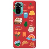 WANNA PROTECT Xiaomi Redmi Note 10s ile Uyumlu Kırmızı Renkli Sticker Desenli Silikon Telefon Kılıfı, Kadife İç Stickerr_189