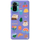 WANNA PROTECT Xiaomi Redmi Note 10s ile Uyumlu Lila Renkli Sticker Desenli Kadife İç Silikon Telefon Kılıfı Stickerr_189