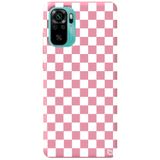 WANNA PROTECT Xiaomi Redmi Note 10s ile Uyumlu Pembe Dama Desenli Silikon Telefon Kılıfı, Kadifeli İç Yüzey dama_189