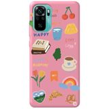 WANNA PROTECT Xiaomi Redmi Note 10s ile Uyumlu Pembe Renkli Sticker Desenli Kadife İç Silikon Telefon Kılıfı Stickerr_189