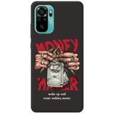 WANNA PROTECT Xiaomi Redmi Note 10S ile Uyumlu Siyah Make Money Desenli İçi Kadife Silikon Telefon Kılıfı lansmankilif_189