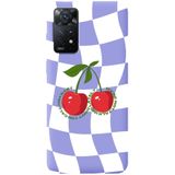 WANNA PROTECT Xiaomi Redmi Note 11 Pro ile Uyumlu Lila Dama Kiraz Desenli İçi Kadife Silikon Telefon Kılıfı lansmankilif_230