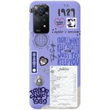 WANNA PROTECT Xiaomi Redmi Note 11 Pro ile Uyumlu Lila, İçi Kadife, Taylor Swift Sticker Desenli Silikon Telefon Kılıfı