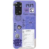 WANNA PROTECT Xiaomi Redmi Note 11S ile Uyumlu Lila, Taylor Swift Sticker Desenli, İçi Kadife Silikon Telefon Kılıfı taylor_228