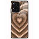 WANNA PROTECT Xiaomi Redmi Note 12 ile Uyumlu Kamera Korumalı Kalpler Desenli Glossy Telefon Kılıfı, Kahverengi kalpler_701