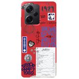 WANNA PROTECT Xiaomi Redmi Note 12 ile Uyumlu Kırmızı, Taylor Swift Sticker Desenli, İçi Kadife Silikon Telefon Kılıfı