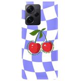 WANNA PROTECT Xiaomi Redmi Note 12 ile Uyumlu Lila Dama Kiraz Desenli İçi Kadife Silikon Telefon Kılıfı lansmankilif_232