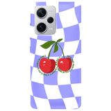 WANNA PROTECT Xiaomi Redmi Note 12 Pro 4G ile Uyumlu Lila Dama Kiraz Desenli İçi Kadife Silikon Telefon Kılıfı lansmankilif_239