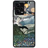 WANNA PROTECT Xiaomi Redmi Note 12 Pro 5G ile Uyumlu Kamera Korumalı Kolaj Desenli Glossy Telefon Kılıfı, Siyah kolaj_702