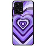 WANNA PROTECT Xiaomi Redmi Note 12 Pro 5G ile Uyumlu Kamera Korumalı, Lila Kalpler Desenli, Glossy Telefon Kılıfı glossy_127