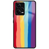 WANNA PROTECT Xiaomi Redmi Note 12 Pro 5G ile Uyumlu Kamera Korumalı Rainbow Gökkuşağı Desenli Glossy Telefon Kılıfı, Kırmızı rainbowglossy_702