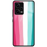 WANNA PROTECT Xiaomi Redmi Note 12 Pro 5G ile Uyumlu Kamera Korumalı Rainbow Gökkuşağı Desenli Glossy Telefon Kılıfı, Pembe rainbowglossy_702
