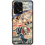 WANNA PROTECT Xiaomi Redmi Note 12 Pro 5G ile Uyumlu Kamera Korumalı Retro Marka Desenli Glossy Telefon Kılıfı, Çok Renkli retromarka_702