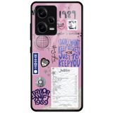 WANNA PROTECT Xiaomi Redmi Note 12 Pro 5G ile Uyumlu Kamera Korumalı Taylor Sticker Desenli Glossy Telefon Kılıfı, Pembe taylorswift_702