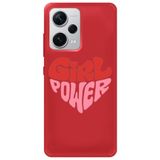 WANNA PROTECT Xiaomi Redmi Note 12 Pro 5G ile Uyumlu Kırmızı, İçi Kadife, Kalp Girl Power Desenli Silikon Telefon Kılıfı kalpgirlpower_233