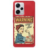 WANNA PROTECT Xiaomi Redmi Note 12 Pro 5G ile Uyumlu Kırmızı, İçi Kadife, WARNING Girl Power Desenli Silikon Telefon Kılıfı warninggirlpower_233