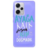 WANNA PROTECT Xiaomi Redmi Note 12 Pro 5G ile Uyumlu Lila, İçi Kadife, Kalk Girl Power Desenli Silikon Telefon Kılıfı ayagakalk_233