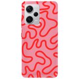 WANNA PROTECT Xiaomi Redmi Note 12 Pro 5G ile Uyumlu Pembe Abstract Desenli Silikon Telefon Kılıfı, İçi Kadife lansmankilif_233