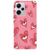 WANNA PROTECT Xiaomi Redmi Note 12 Pro 5G ile Uyumlu Pembe, İçi Kadife, Kalpgöz Girl Power Desenli Silikon Telefon Kılıfı kalpgöz_power_233