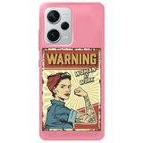 WANNA PROTECT Xiaomi Redmi Note 12 Pro 5G ile Uyumlu Pembe, İçi Kadife, WARNING Girl Power Desenli Silikon Telefon Kılıfı warninggirlpower_233