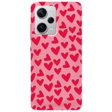 WANNA PROTECT Xiaomi Redmi Note 12 Pro 5G ile Uyumlu Pembe Kalpler Desenli Silikon Telefon Kılıfı, İçi Kadife lansmankilif_233