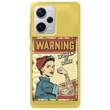WANNA PROTECT Xiaomi Redmi Note 12 Pro 5G ile Uyumlu Sarı, İçi Kadife, WARNING Girl Power Desenli Silikon Telefon Kılıfı warninggirlpower_233