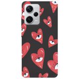 WANNA PROTECT Xiaomi Redmi Note 12 Pro 5G ile Uyumlu Siyah İçi Kadife Kalpgöz Girl Power Desenli Silikon Telefon Kılıfı kalpgöz_power_233