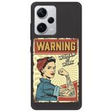 WANNA PROTECT Xiaomi Redmi Note 12 Pro 5G ile Uyumlu Siyah, İçi Kadife, WARNING Girl Power Desenli Silikon Telefon Kılıfı warninggirlpower_233