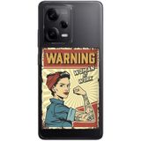 WANNA PROTECT Xiaomi Redmi Note 12 Pro 5G ile Uyumlu, Warning Girl Power Desenli, Şeffaf Silikon Telefon Kılıfı warninggirlpower_233